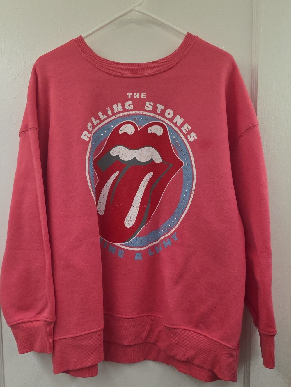 Rolling Stones Rhinestone Logo Sweatshirt Pink Youth XXL 20